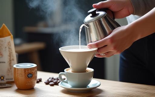 ハンドドリップでコーヒーを淹れる様子