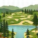 Skitse af en golfbane integreret i landskabet.